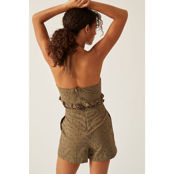 New Anthropologie Hutch Solid Halter Romper $170 SIZE 2 Olive - Picture 3 of 4